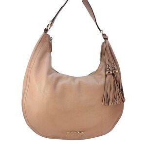 Michael Kors Lydia Hobo Shoulder Bag Pebbled Leather Dusty Pink Tassel